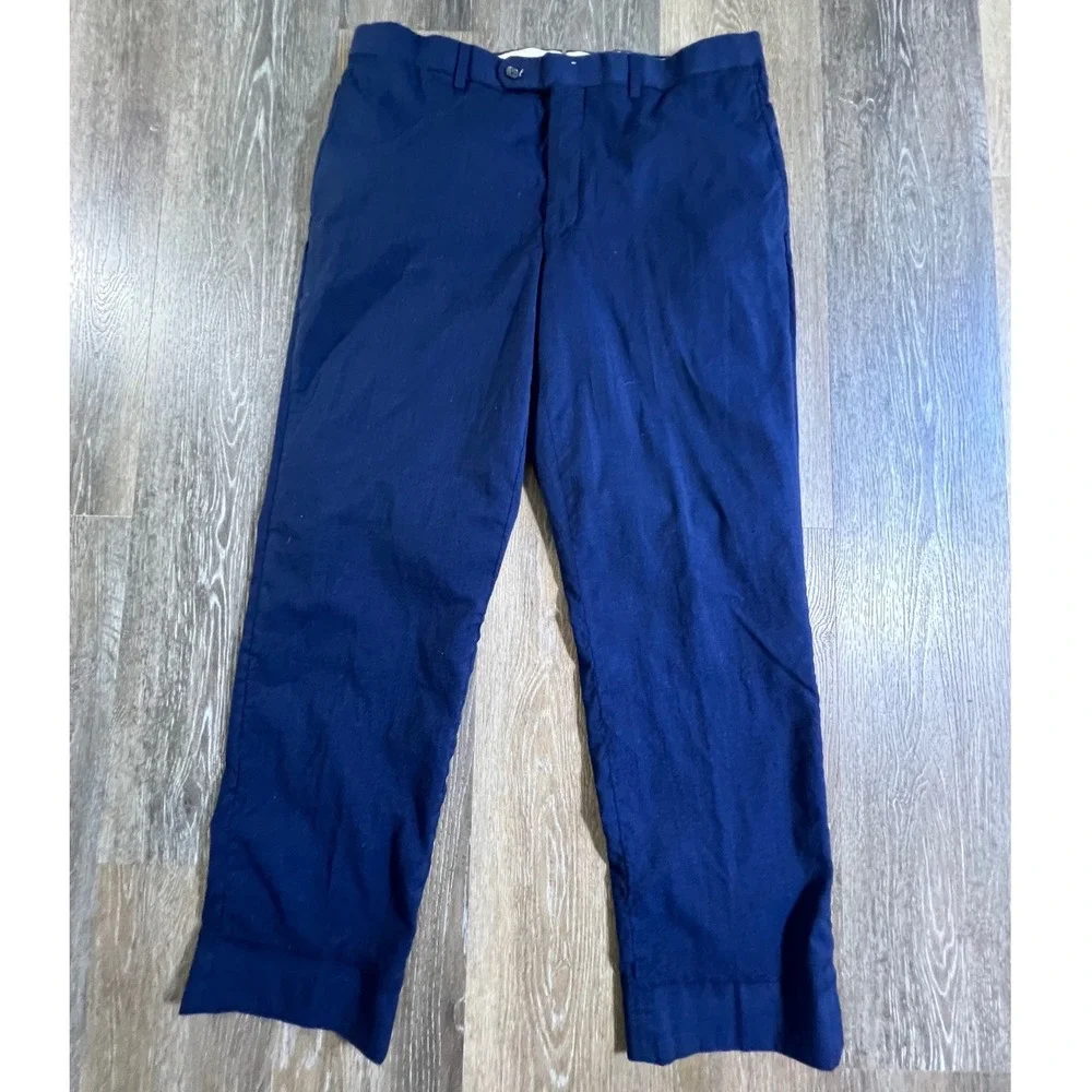 Unbranded Wool Silk Blend Dress Pants Mens 35 Navy Blue Made in Canada 41R 35